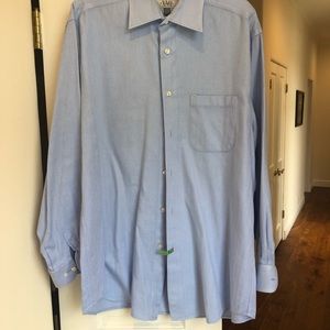 XMI CLASSIC DRESS SHIRT SZ-17-36/37 BLUE HERRINGBONE PATTERN LIKE NEW CONDITION